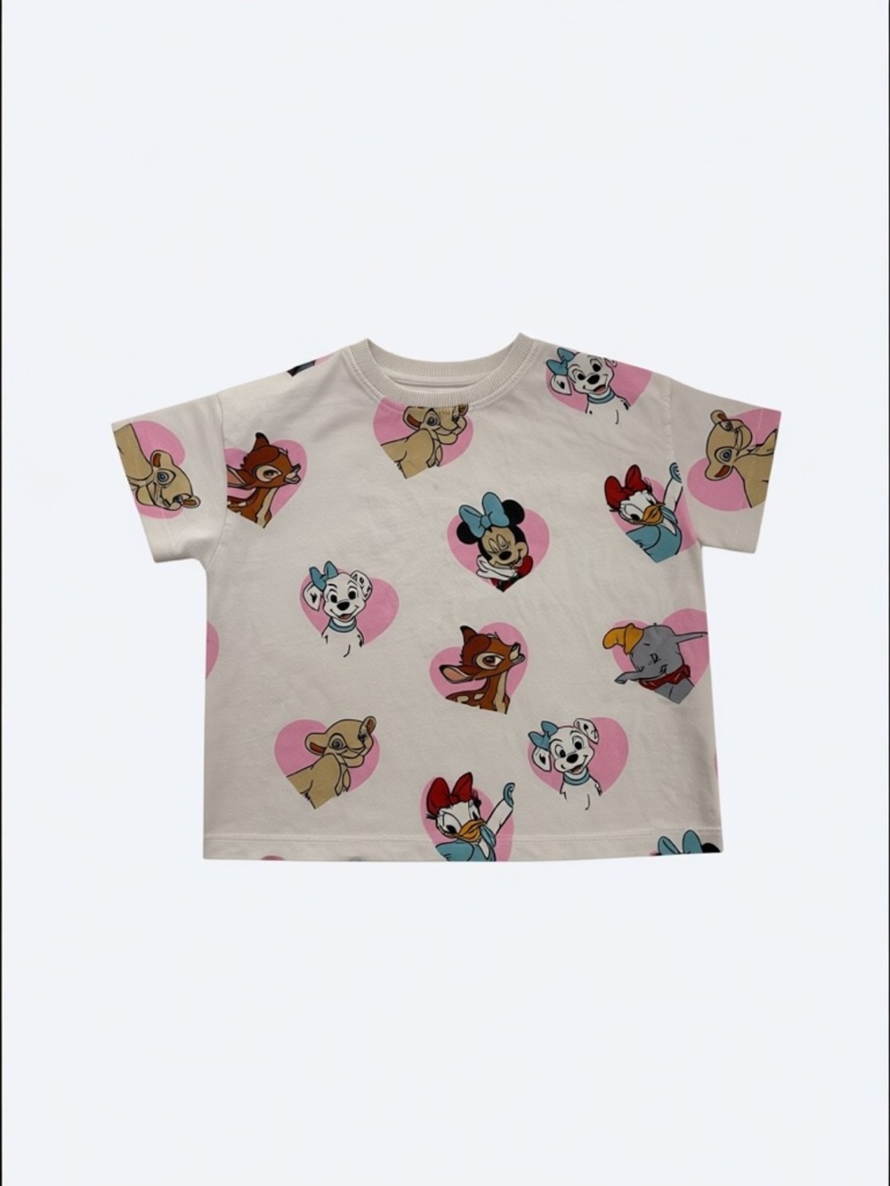 Zara Cream Kids Tee with Pink Heart Character Print
